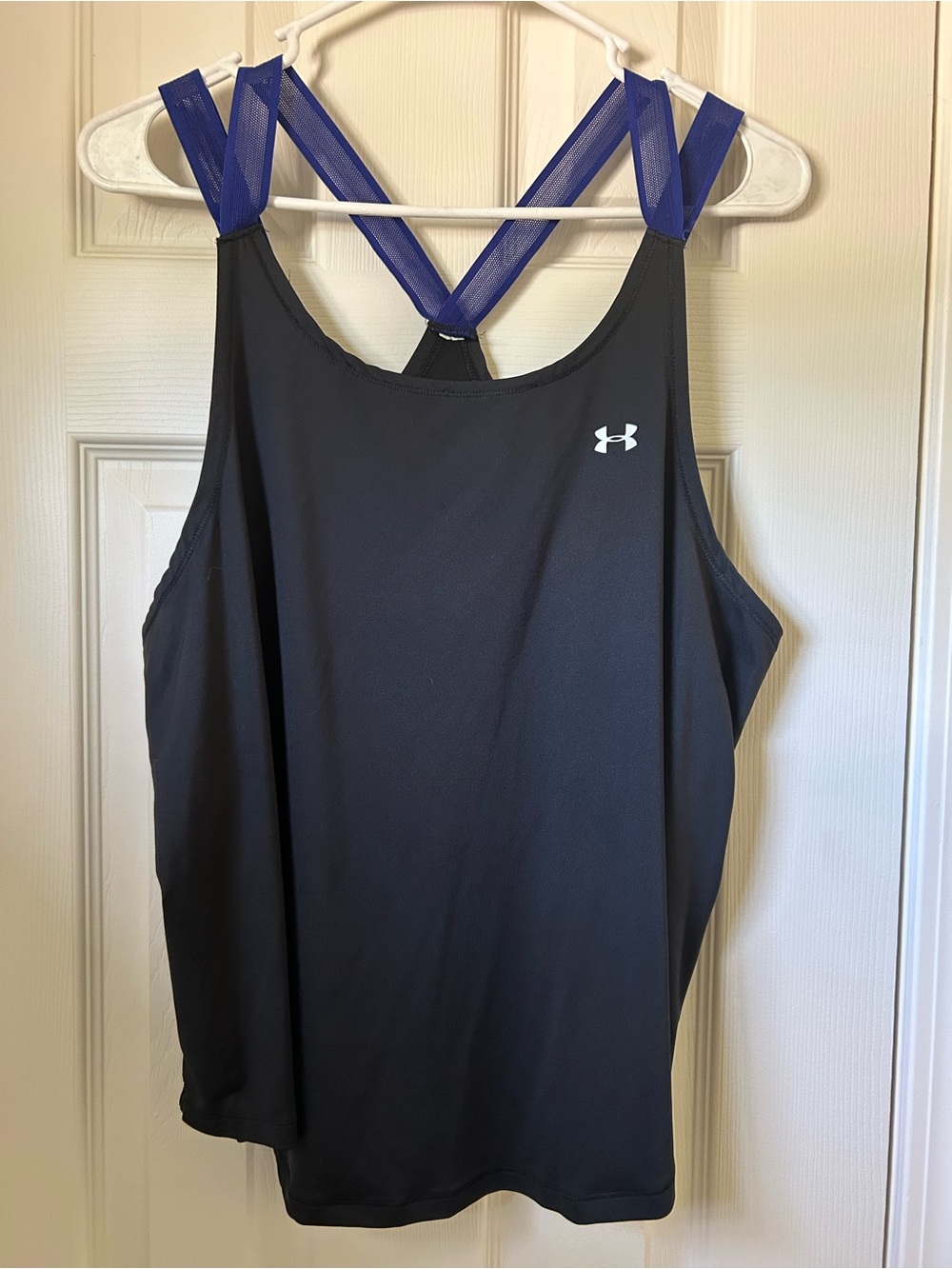Under Armour Black Tank with Blue Crisscross Straps